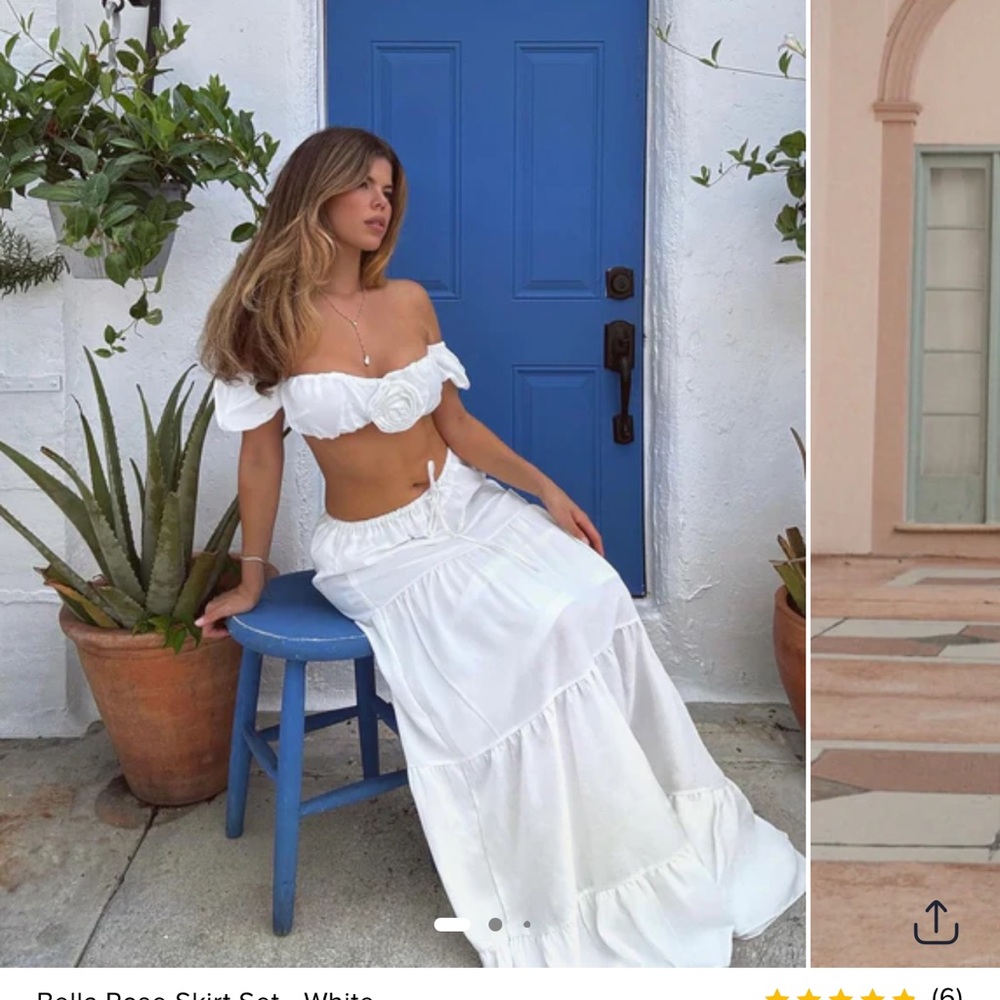 Fashion Nova White Maxi Tiered Skirt Set